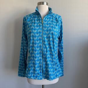 Sigrid Olsen Jacket Golf and Tennis Activewear Mock Neck Blue Shell Large